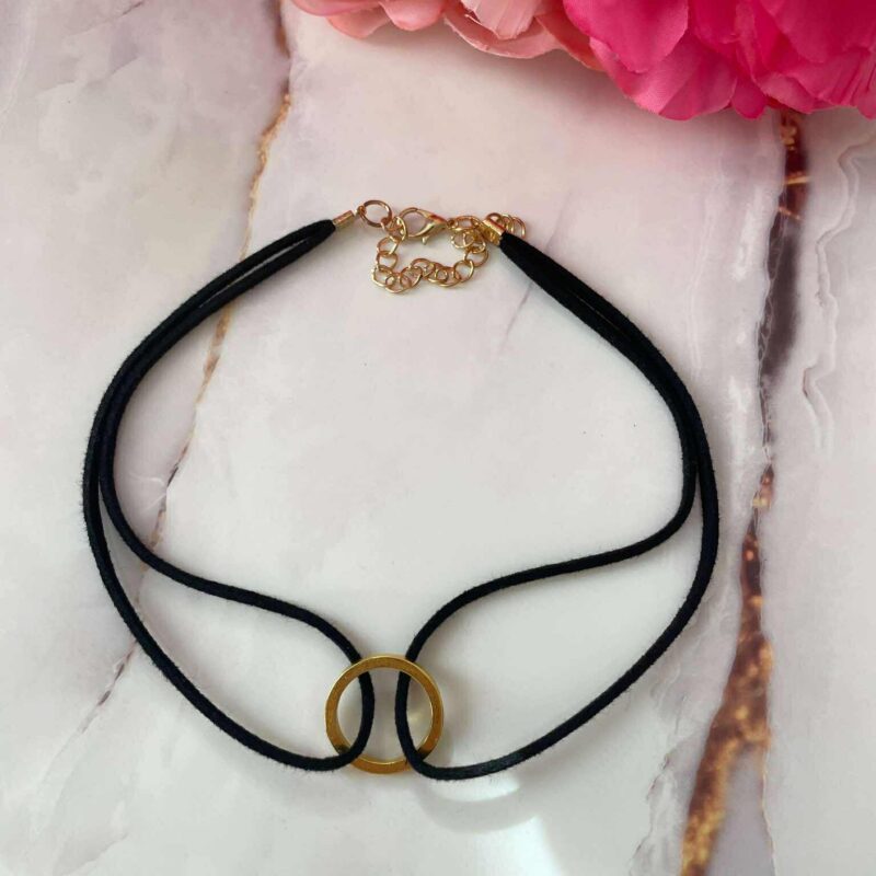 Велурен чокър JL The Ring 1124